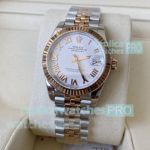 Swiss copy A+ Rolex Datejust 2824 White Roman Rose Gold Two-tone Jubilee Bracelet 